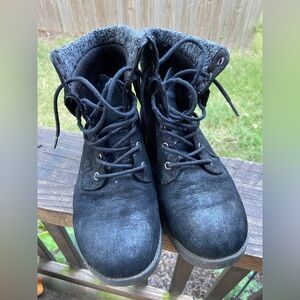 Combat Boots Lace Up Black Grunge Combat  Boots for Women size 8.5